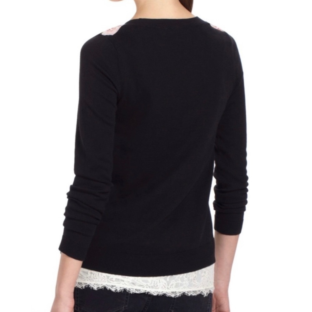 SOLD-Anthropologie Silk Floral Print Raglan Long Sleeve Pullover Sweater Top - Picture 5 of 10